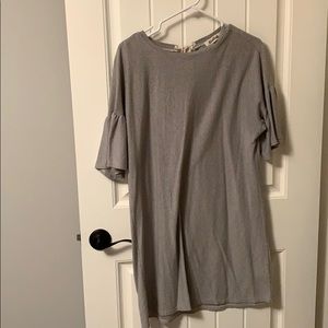 Grey and white striped dress.